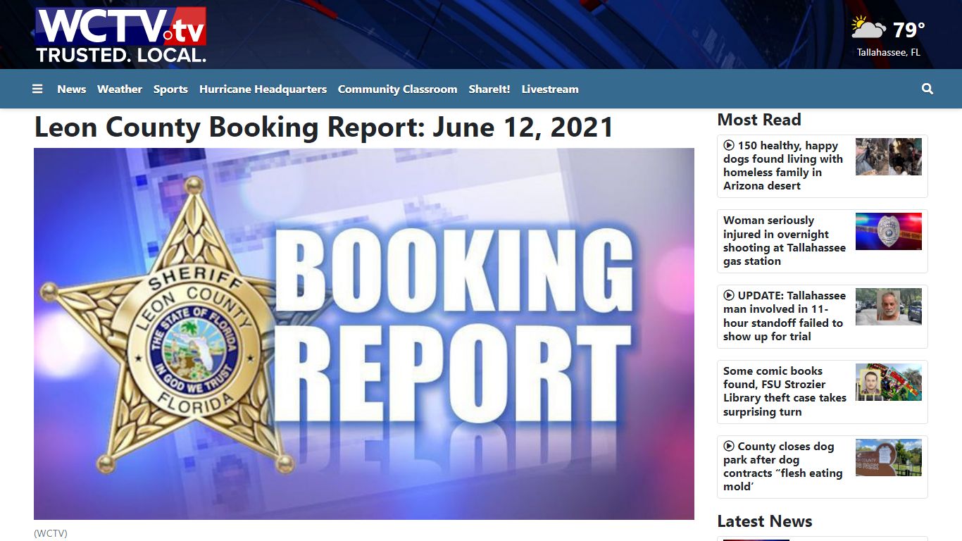 Leon County Booking Report: June 12, 2021 - WCTV