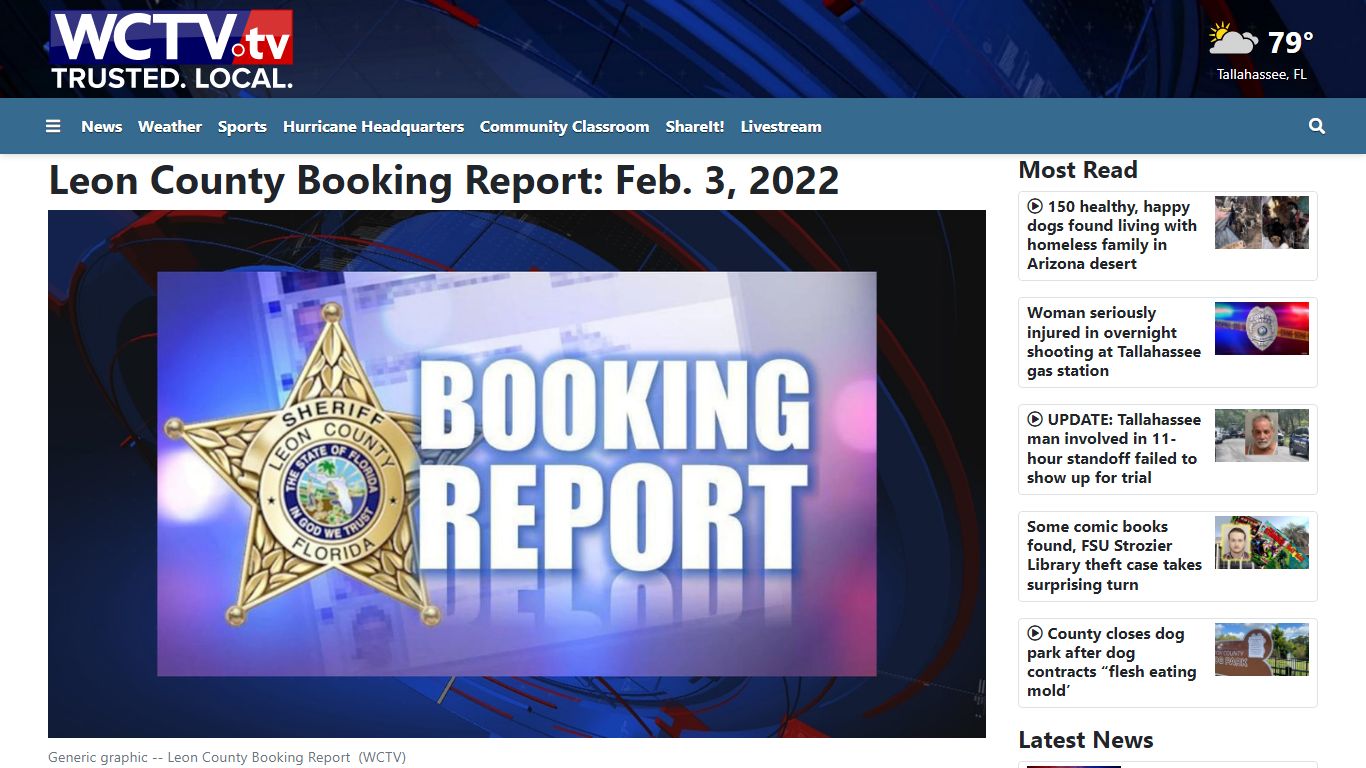 Leon County Booking Report: Feb. 3, 2022 - WCTV