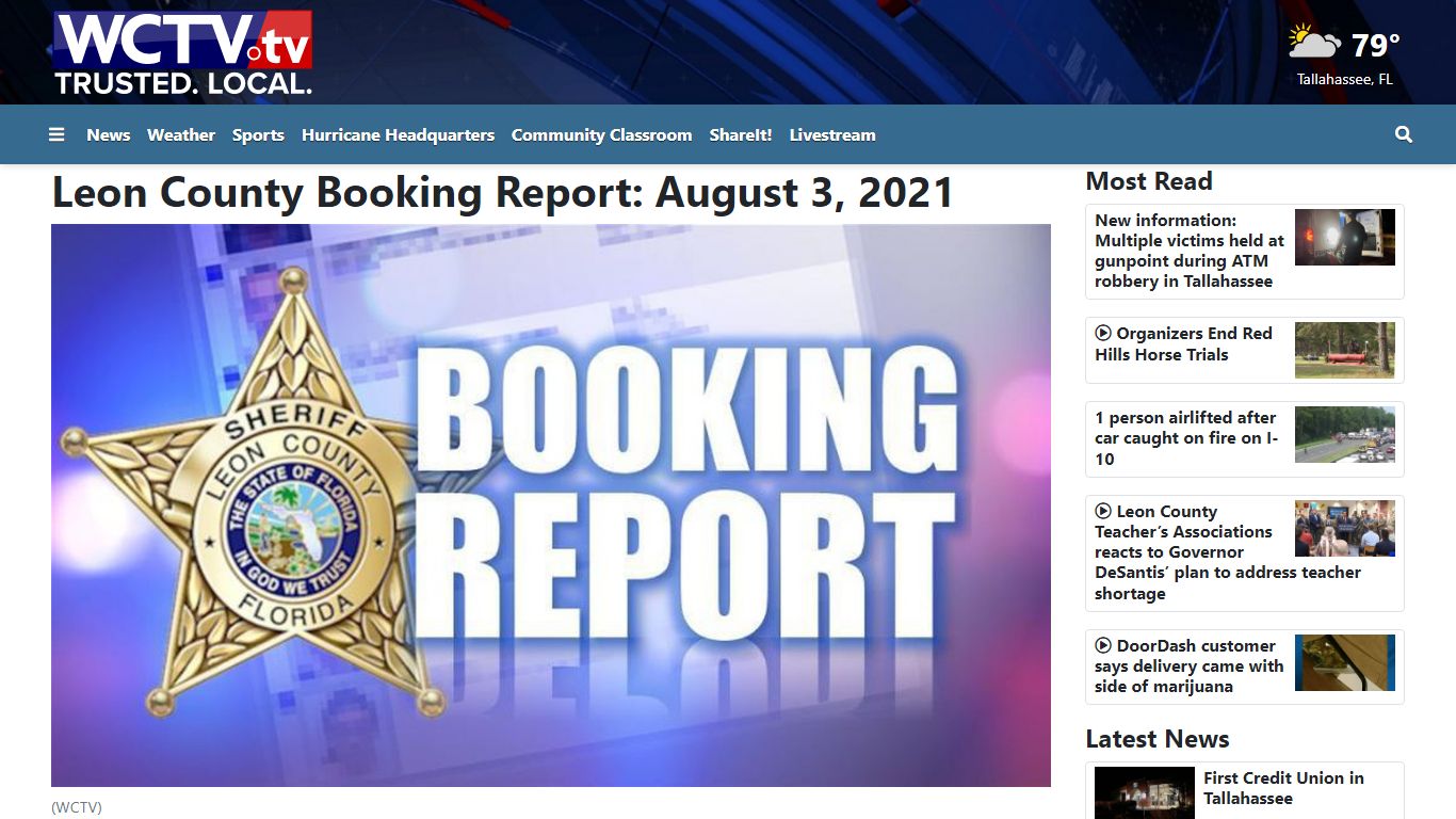 Leon County Booking Report: August 3, 2021 - WCTV